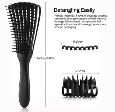 Detangling hair brush description
